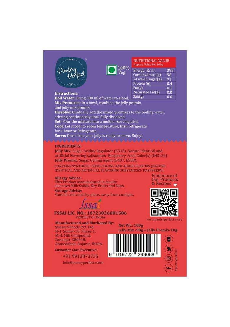 Pantry Perfect Raspberry Jelly Mix (100G) I Instant Crystal No Gelatin Easy To Prepare Used For Desserts, Beverages - Indya