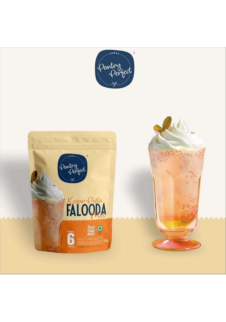 Pantry Perfect Mango, Kesar Pista, & Strawberry Falooda Mix - Pack Of 3 (Each 200G) I Premium Instant | Rich, Smooth Creamy Texture Delicious Refreshing Taste Ready To Eat - Indya