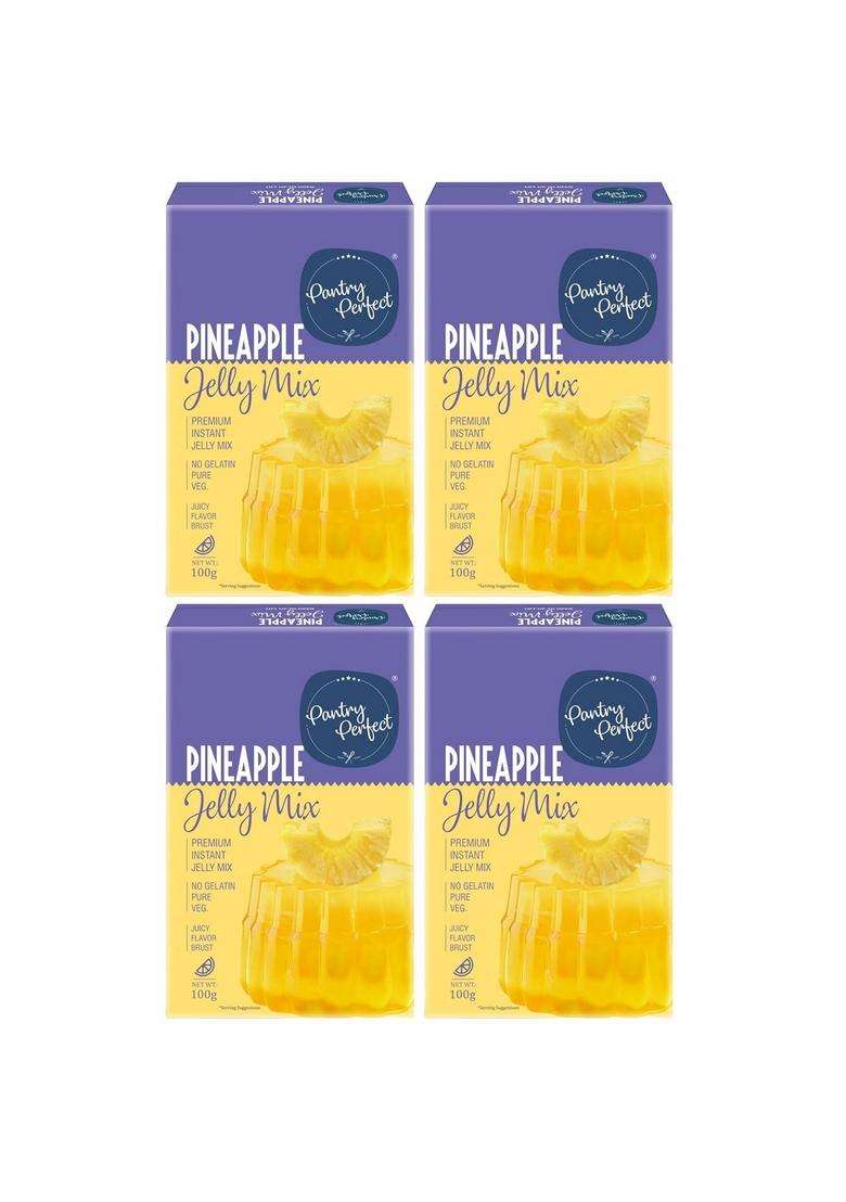 Pantry Perfect Pineapple Jelly Mix - Pack Of 4 (Each 100G) I Instant Crystal No Gelatin Easy To Prepare - Indya