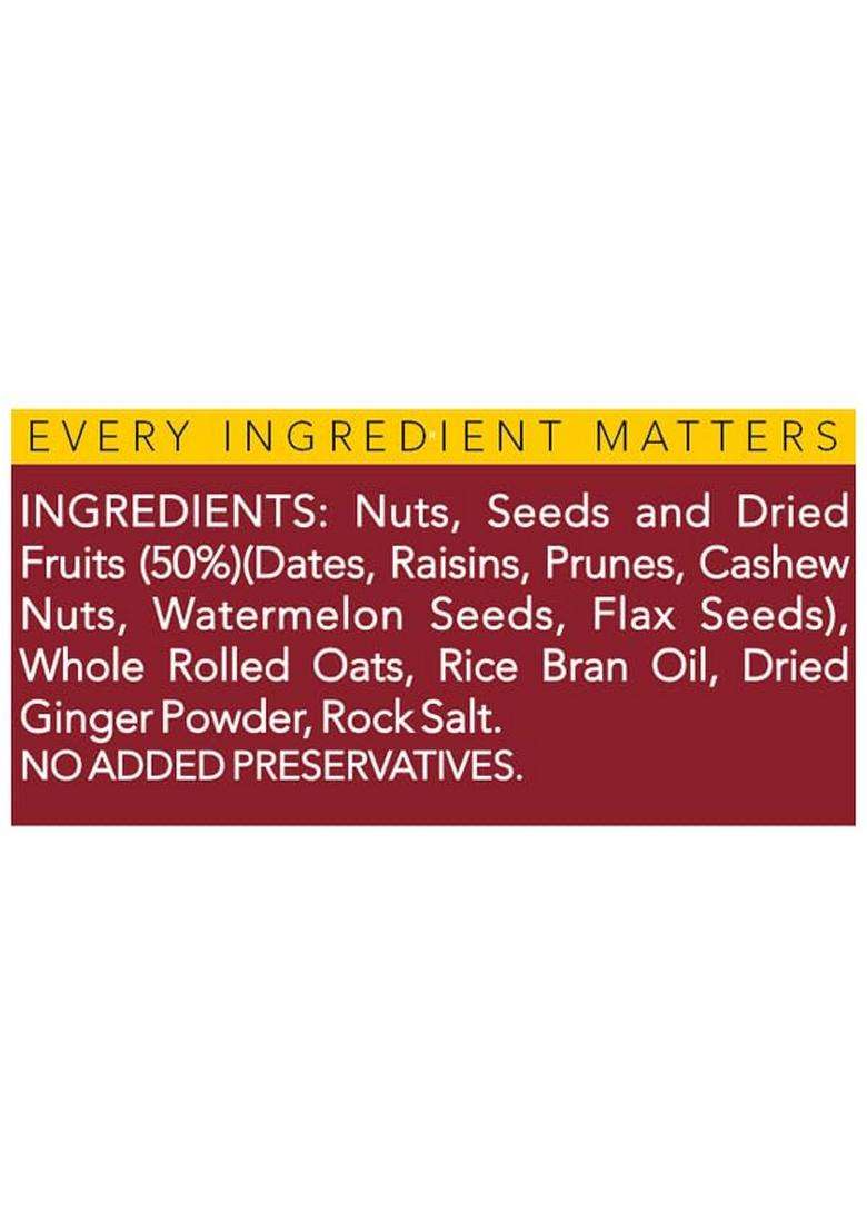 Thenibblebox Ginger Heil Fruit And Nut Breakfast Granola Bar, 40G [50% Dry Fruits, Gluten Free, Vegan Friendly, No Refined Sugar, Artificial Flavours] (Pack Of 8) - Indya