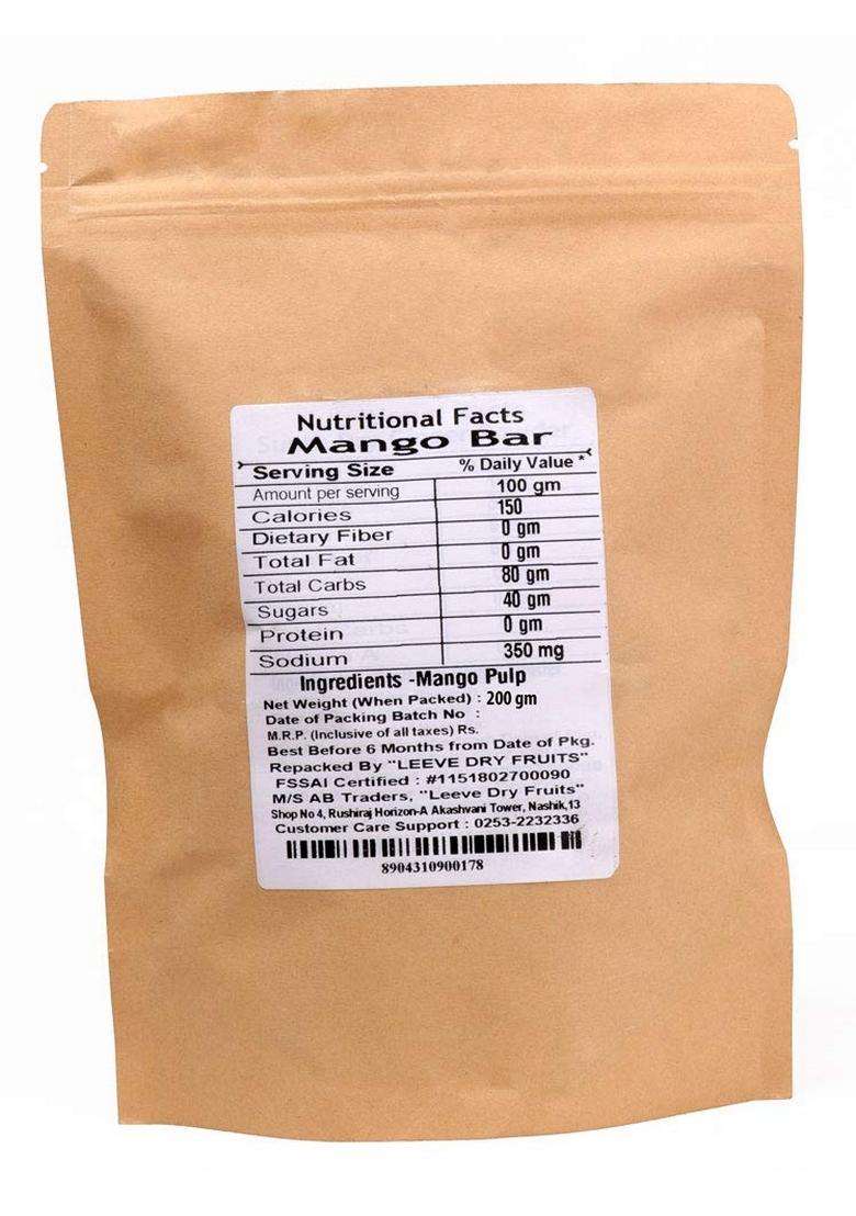 Leeve Dry Fruits Chatpata Kachha Aam Papad Mango Cubes Real Dried Raw Slice Bar 200Gm - Indya