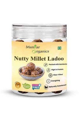 Manhar Organics Millet Nutty Ladoo 180G (12 Pcs) - Healthy, Guilt-Free Snack | Made With Dry Fruits & Jaggery, No Added Sugar Rich In Fiber Nutrients Energy Booster Keto-Friendly Gluten-Free