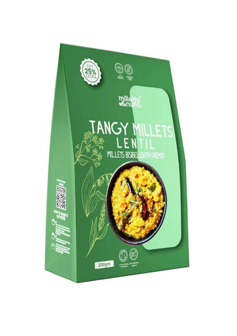 Milletto & Nutto Tangy Millets Lentil | Bisi Bele Bath Premix Ready To Cook Instant Meal Rich In Protein Fiber Gluten Free No Preservatives - Indya
