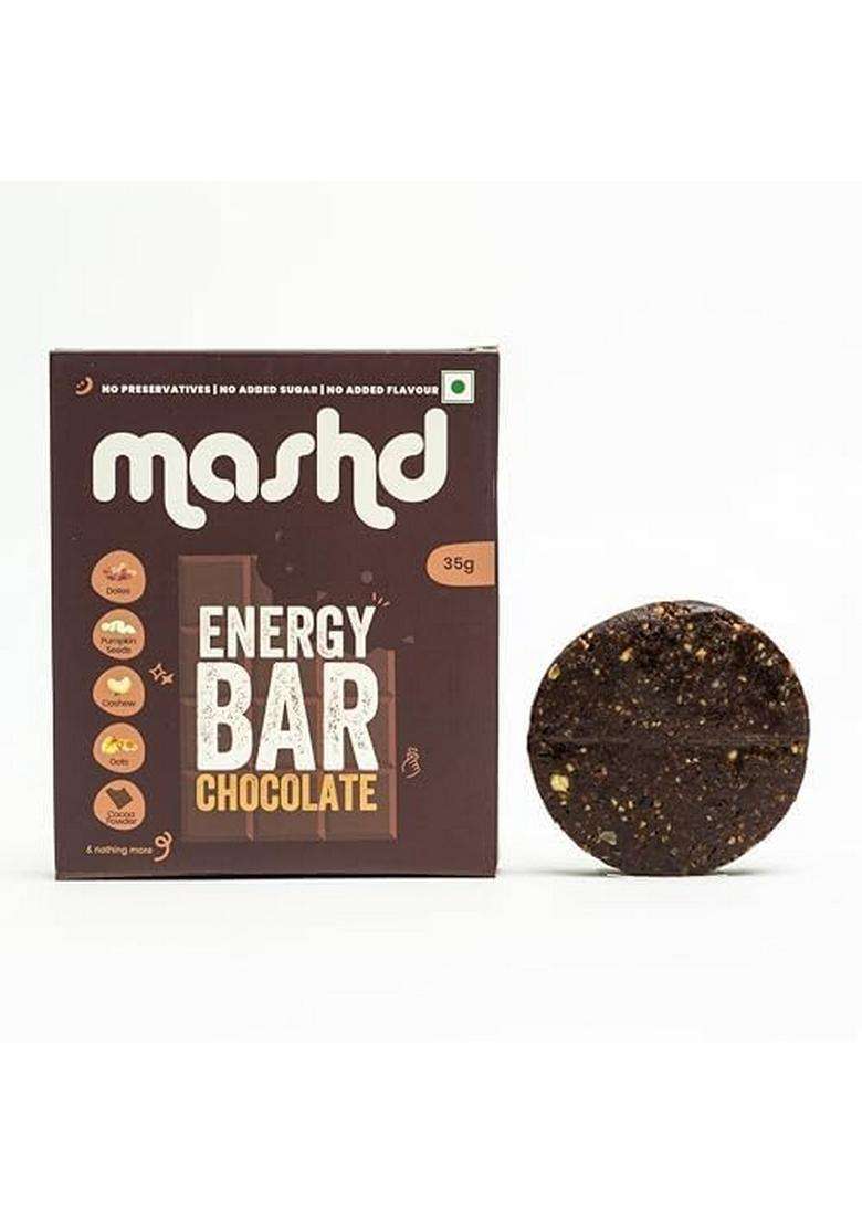 Mashd Energy Bar Chocolate, Cranberry, Cacao Nibs Flavour (Pack Of 3 X 35G) - High Protein Goodness Dates, Pumpkin Seeds, Cashew, Oats | Gluten-Free Snack With No Added Sugar, Preservative-Free - Indya