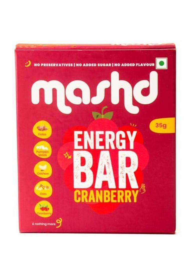 Mashd Energy Bar Chocolate, Cranberry, Cacao Nibs Flavour (Pack Of 3 X 35G) - High Protein Goodness Dates, Pumpkin Seeds, Cashew, Oats | Gluten-Free Snack With No Added Sugar, Preservative-Free - Indya