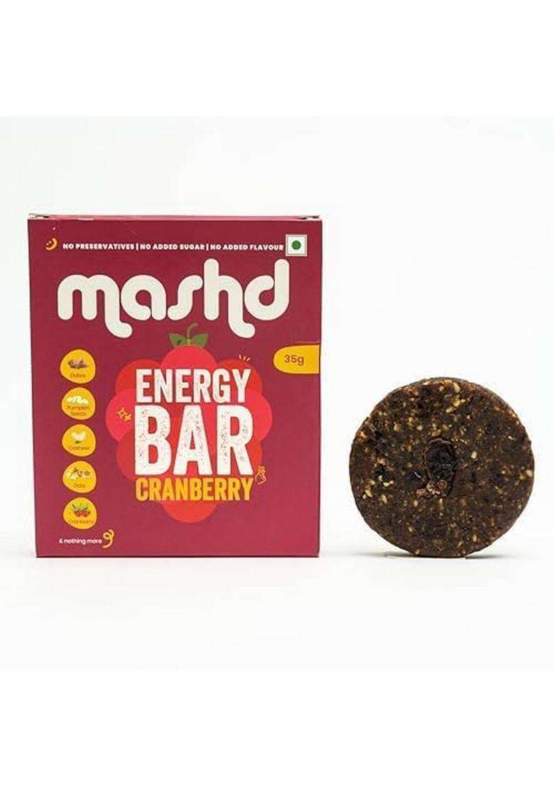 Mashd Energy Bar Chocolate, Cranberry, Cacao Nibs Flavour (Pack Of 3 X 35G) - High Protein Goodness Dates, Pumpkin Seeds, Cashew, Oats | Gluten-Free Snack With No Added Sugar, Preservative-Free - Indya