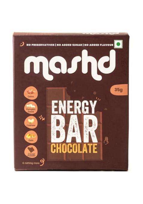 Mashd Energy Bar Chocolate, Cranberry, Cacao Nibs Flavour (Pack Of 3 X 35G) - High Protein Goodness Dates, Pumpkin Seeds, Cashew, Oats | Gluten-Free Snack With No Added Sugar, Preservative-Free