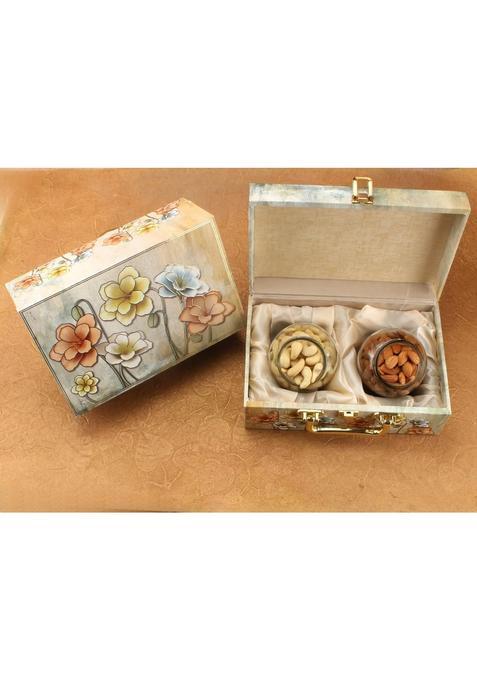 Sfu E Com Premium Dry Fruit Flower Breifcase | Glass Jar Loaded With Fresh Cashew And Almond Gift Hamper For Diwali, Rakhi, New Year, Corporate Gifting 019