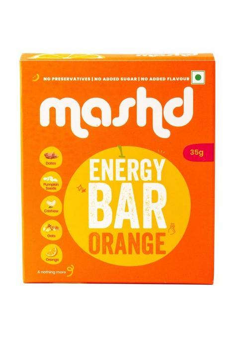 Mashd - Energy Bars Orange | Pack Of 6 X 35G No Added Sugar Preservative Flavour Healthy Wholesome Natural Snack