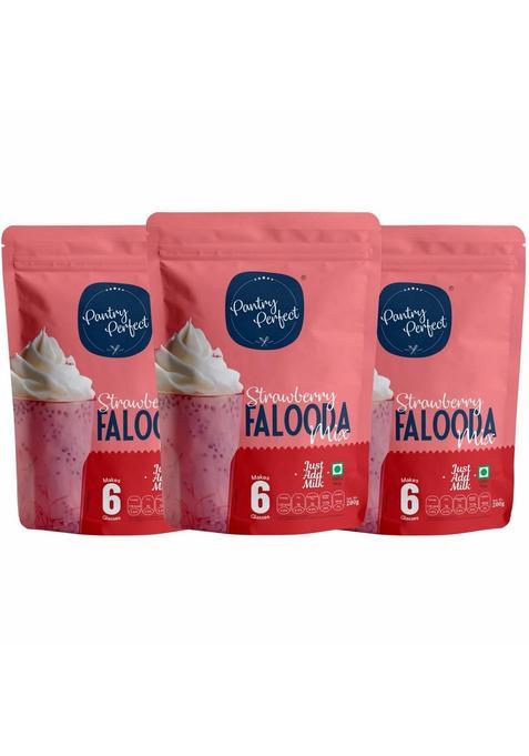Pantry Perfect Strawberry Falooda Mix - Pack Of 3 (Each 200G) I Premium Instant | Rich, Smooth & Creamy Texture Delicious Refreshing Taste Ready To Eat
