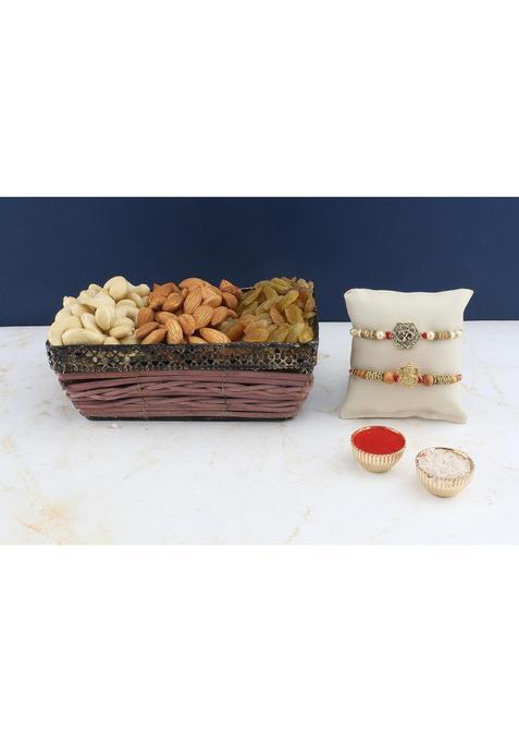Sfu E Com Set Of 2 Rakhi With Dry Fruit Hamper For Rakshabandhan Gift | Brother Basket 08
