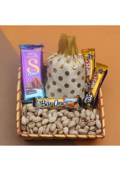Sfu E Com With By Sending A Basket Full Of Healthy Delights Including Pistachio Nuts, Along Creamy Chocolates | Ideal For Rakhi, Diwali And Festive Gifting 395