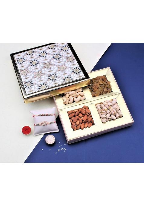 Sfu E Com Set Of 2 Rakhi With Dry Fruit Box Hamper For Rakshabandhan Gift | Brother 12