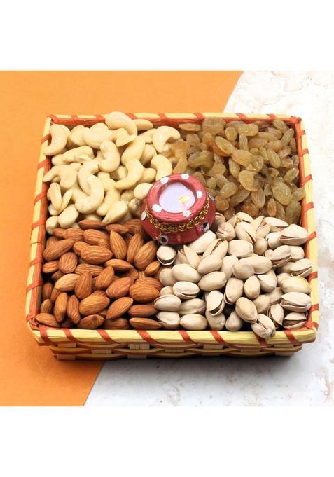 Sfu E Com Dry Fruit Hamper Pack With Healthy Cashew, Almond, Pistachios & Raisin And Matki Diya | Premium For Corporate Gifts, Family, Friends, New Year 297