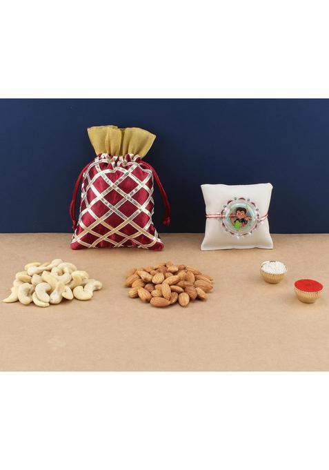 Sfu E Com Rakhi With Dry Fruit Potli For Rakshabandhan Gift | Brother Fruits Dryfruits 046