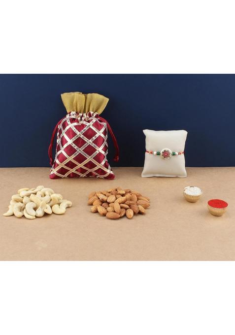 Sfu E Com Rakhi With Dry Fruit Potli For Rakshabandhan Gift | Brother Fruits Dryfruits 054
