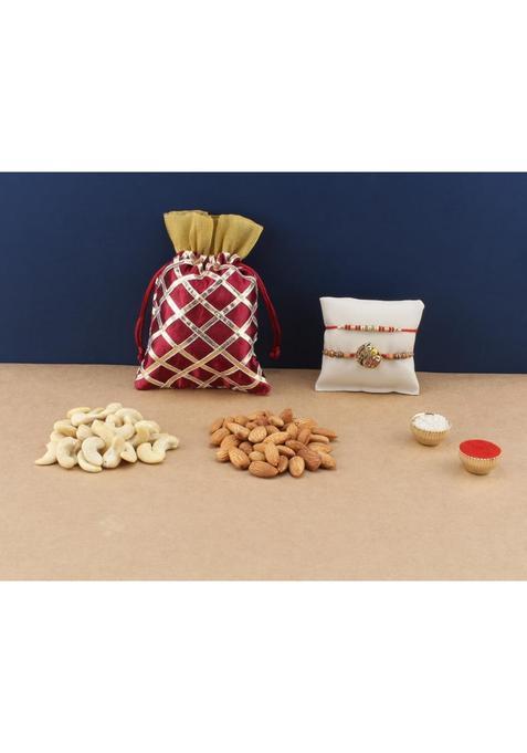 Sfu E Com Set Of 2 Rakhi With Dry Fruit Potli For Rakshabandhan Gift | Hamper Brother 038