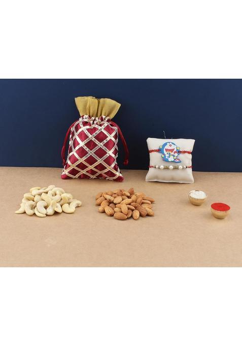 Sfu E Com Set Of 2 Rakhi With Dry Fruit Potli For Rakshabandhan Gift | Hamper Brother 045