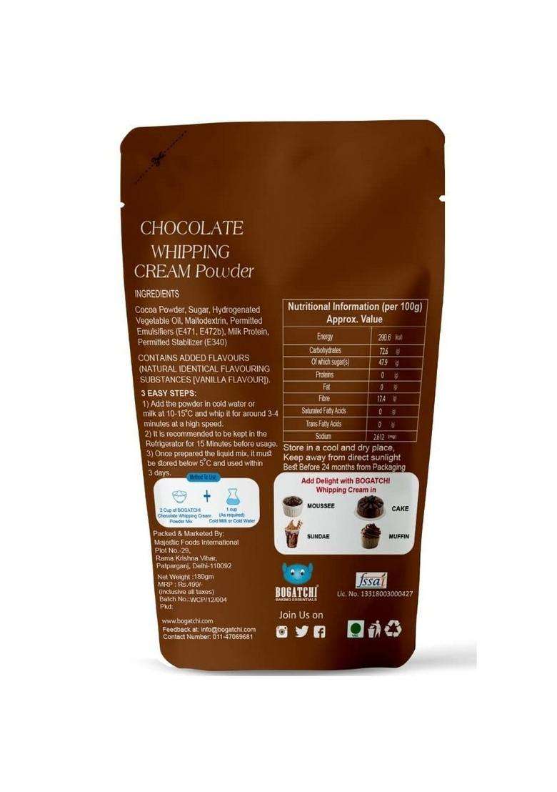 Bogatchi Chocolate Whipping Cream Powder & Silver Color Balls Kit | Perfect For Cake Decoration, Desserts Baking 200 Gm - Indya