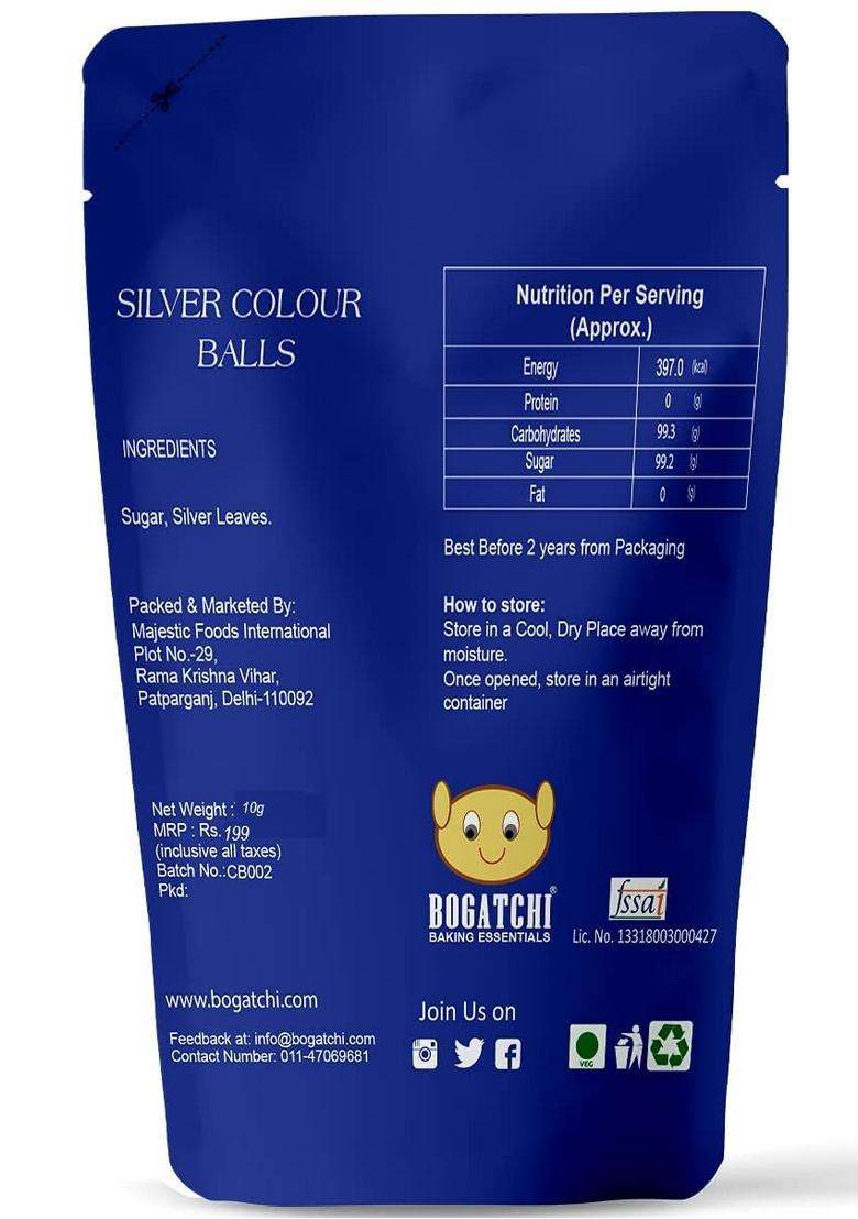 Bogatchi Chocolate Whipping Cream Powder & Silver Color Balls Kit | Perfect For Cake Decoration, Desserts Baking 200 Gm - Indya