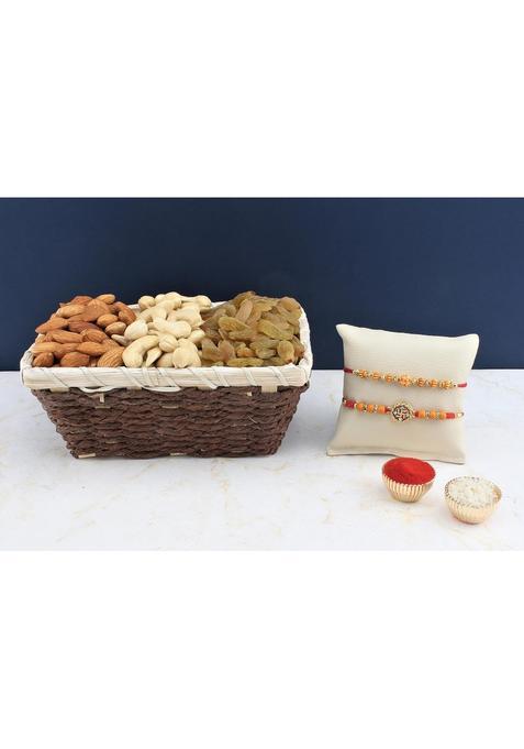 Sfu E Com Set Of 2 Rakhi With Dry Fruit Hamper For Rakshabandhan Gift | Brother Basket 45