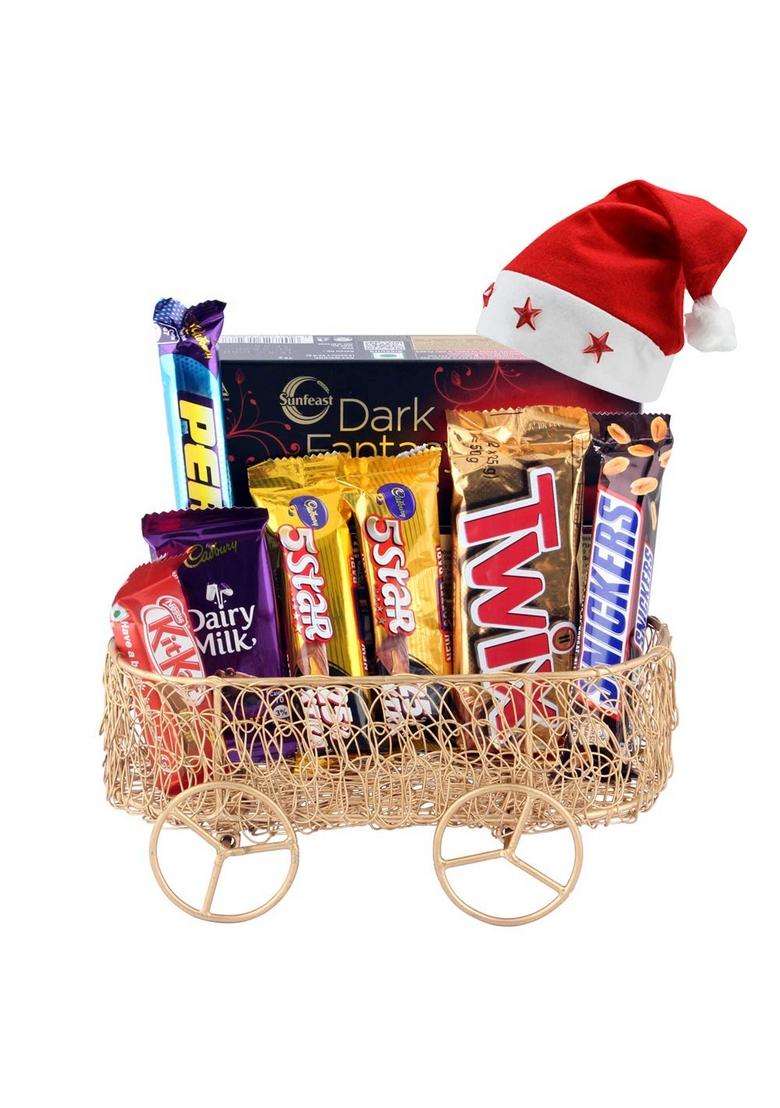 Sfu E Com Double Caramel Chocolates With Premium Basket| Christmas Chocolate Gift Hamper | Cap 666 - Indya