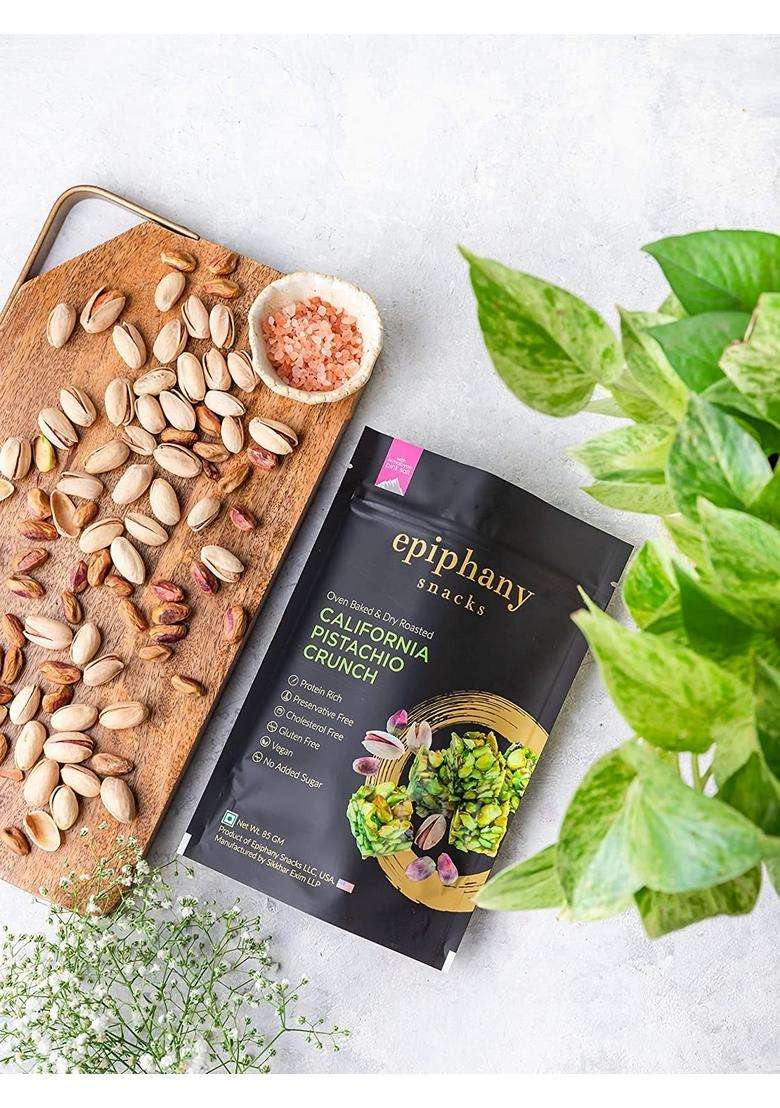 Epiphany Snacks Crushed Dry Fruit Energy Bar Fruits Sugarfree Chikki Festive Hamper Pack Of 4 Snack | Almond Vanilla Crunch, Cranberry Crisps, Blueberry California Pistachio Crunch Healthy Food Each 85 Gram - Indya