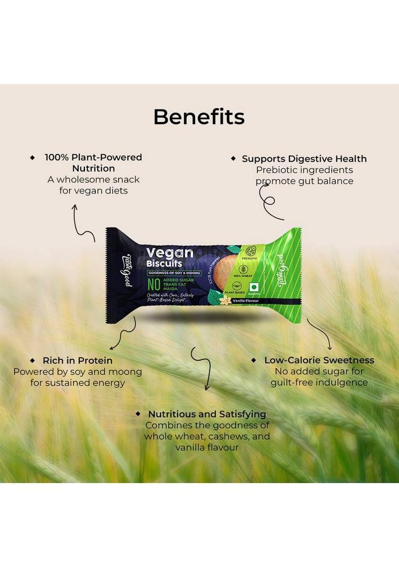 Taste Good Vegan Biscuits | Plant-Based Moong & Soy Protein Whole Wheat (10 X 75 G) Multi Grain Biscuit 7.5