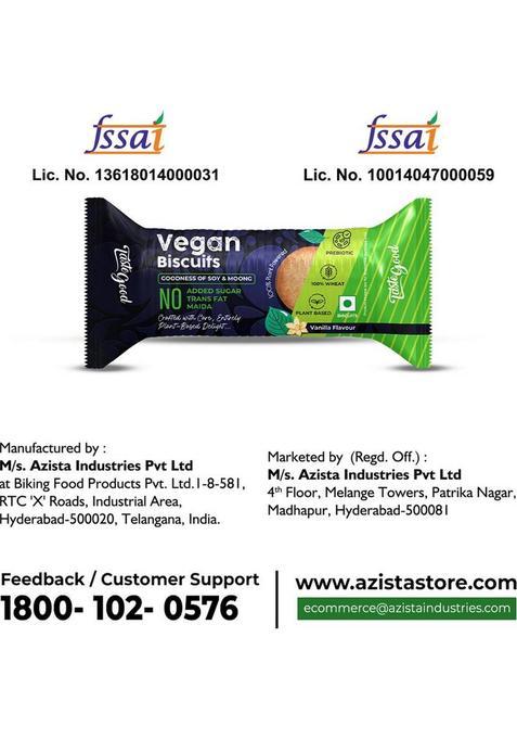 Taste Good Vegan Biscuits | Plant-Based Moong & Soy Protein Whole Wheat (10 X 75 G) Multi Grain Biscuit 7.5