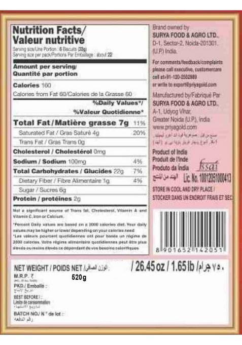 Priyagold Butter Bite Premium Cashew Cookies Biscuit (480 G)