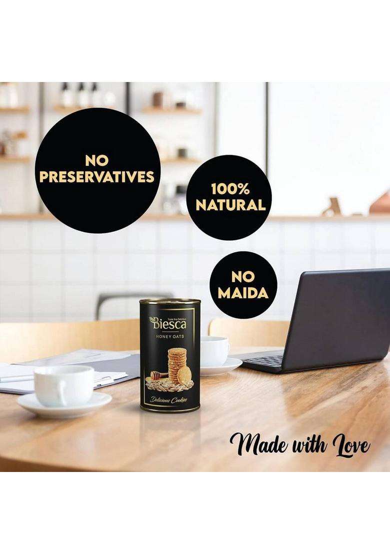 Biesca Ragi & Oats Cookies With Organic Flour Natural Honey Biscuit (2 X 182.5 G) - Indya