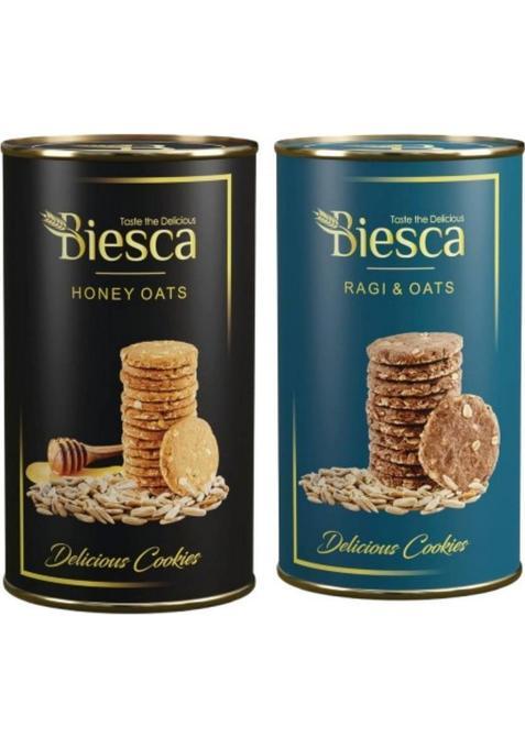 Biesca Ragi & Oats Cookies With Organic Flour Natural Honey Biscuit (2 X 182.5 G)