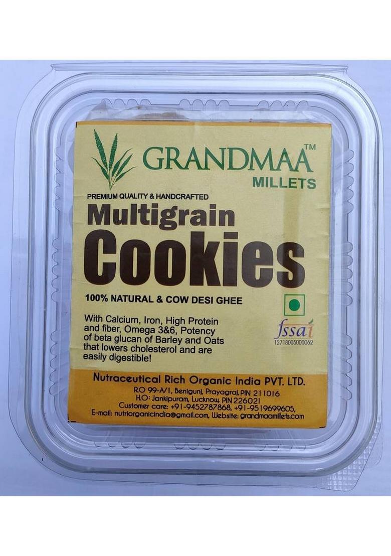 Grandmaa Millets Multigrain Atta Desi Cow Ghee Cookies , High Fiber Delicious Biscuit (200 G)