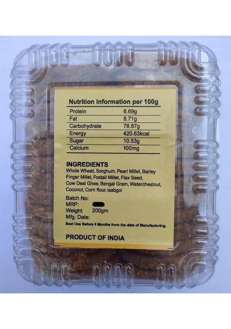 Grandmaa Millets Multigrain Atta Desi Cow Ghee Cookies , High Fiber Delicious Biscuit (200 G)