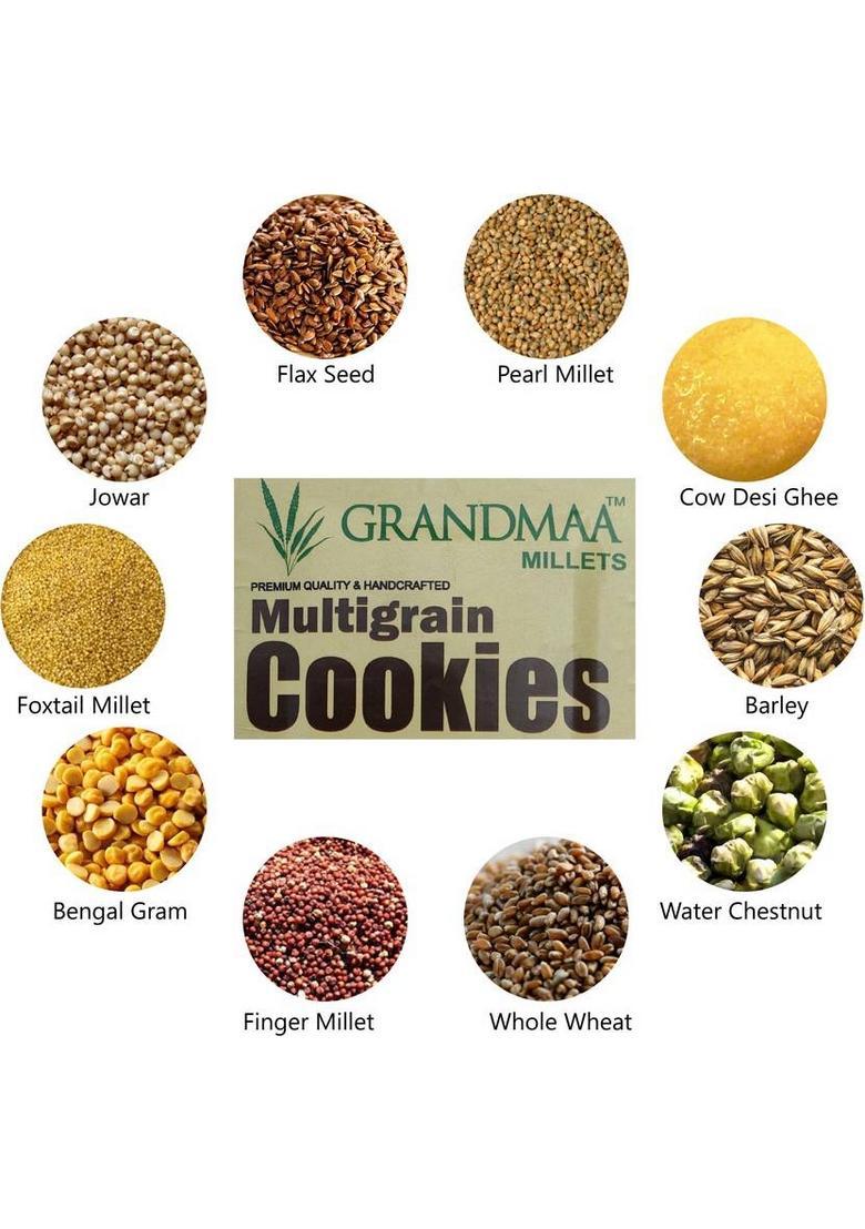 Grandmaa Millets Multigrain Atta Desi Cow Ghee Cookies , High Fiber Delicious Biscuit (200 G)