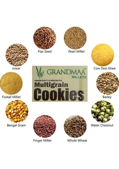 Grandmaa Millets Multigrain Atta Desi Cow Ghee Cookies , High Fiber Delicious Biscuit (200 G)