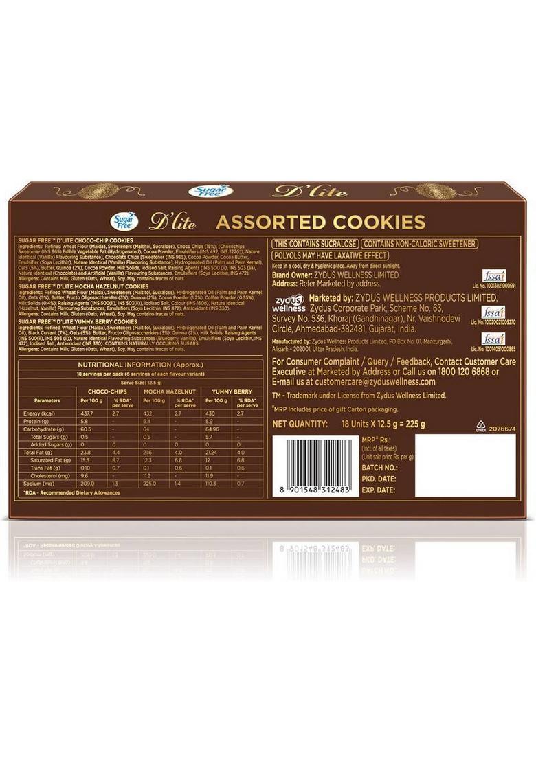 Sugarfree D'Lite Assorted Cookies Gift Pack Biscuit (225 G)