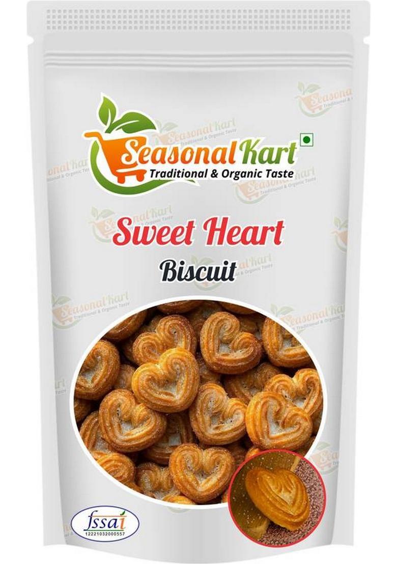 Seasonal Kart Sweet Flavour Heart Biscuits (Sweet Biscuits) Shaped Cookies Biscuit (200 G)