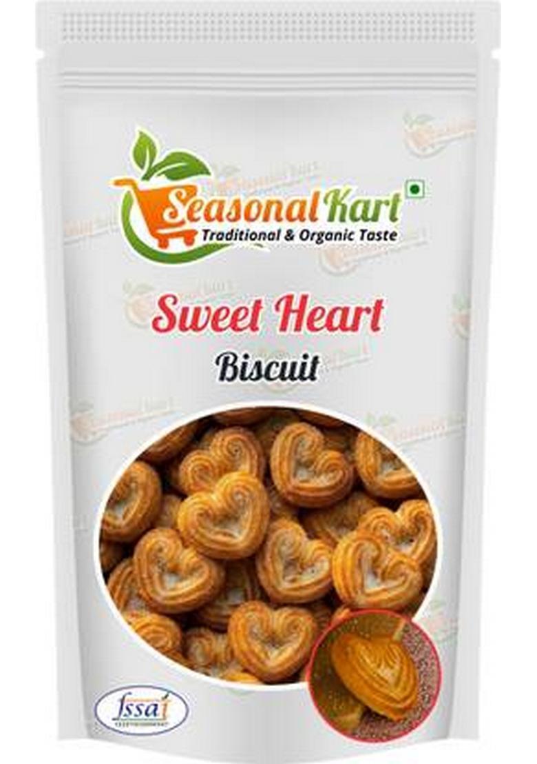Seasonal Kart Sweet Flavour Heart Biscuits (Sweet Biscuits) Shaped Cookies Biscuit (200 G)