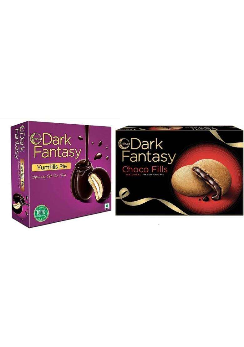 Sunfeast Dark Fantasy Yumfills & Choco Fills Cookies Biscuit (2 X 276.5 G) - Indya