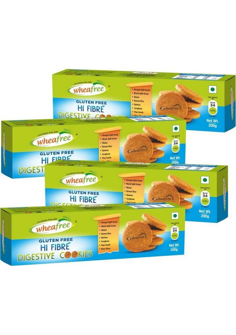Wheafree Gluten Free Hi-Fibre Digestive Cookies (Combo Of 4) Biscuit (4 X 200 G)