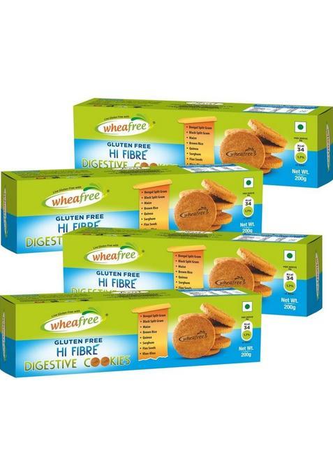 Wheafree Gluten Free Hi-Fibre Digestive Cookies (Combo Of 4) Biscuit (4 X 200 G)