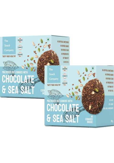 The Snack Company Healthy Multi Seed Chocolate Sea Salt, Oats Cookie Combo I No Maida | Wheat Cookies Biscuit (2 X 210 G)