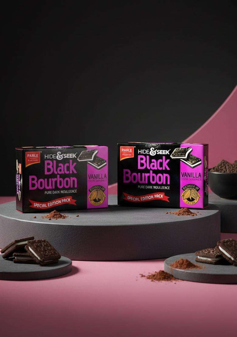 Parle Hide & Seek Black Bourbon (Pack Of 2) Cream Sandwich Biscuit (2 X 300 G) - Indya