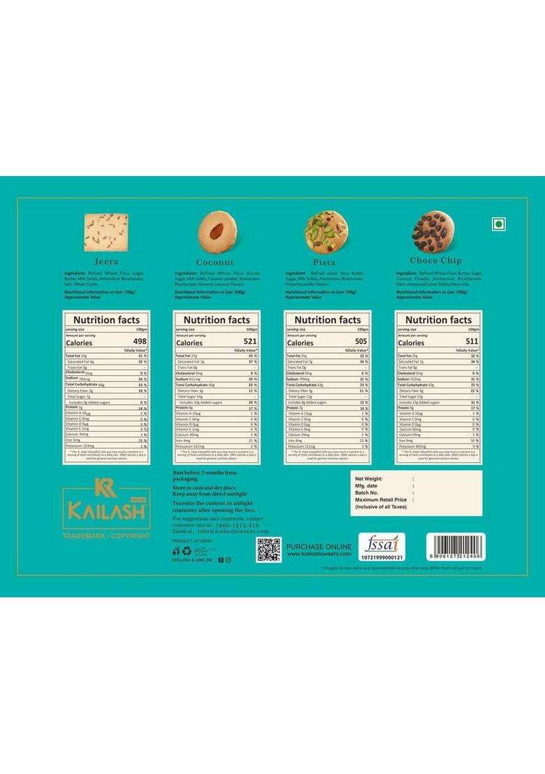 Kailash 1 Kg Cookies Biscuit (1 Kg) - Indya