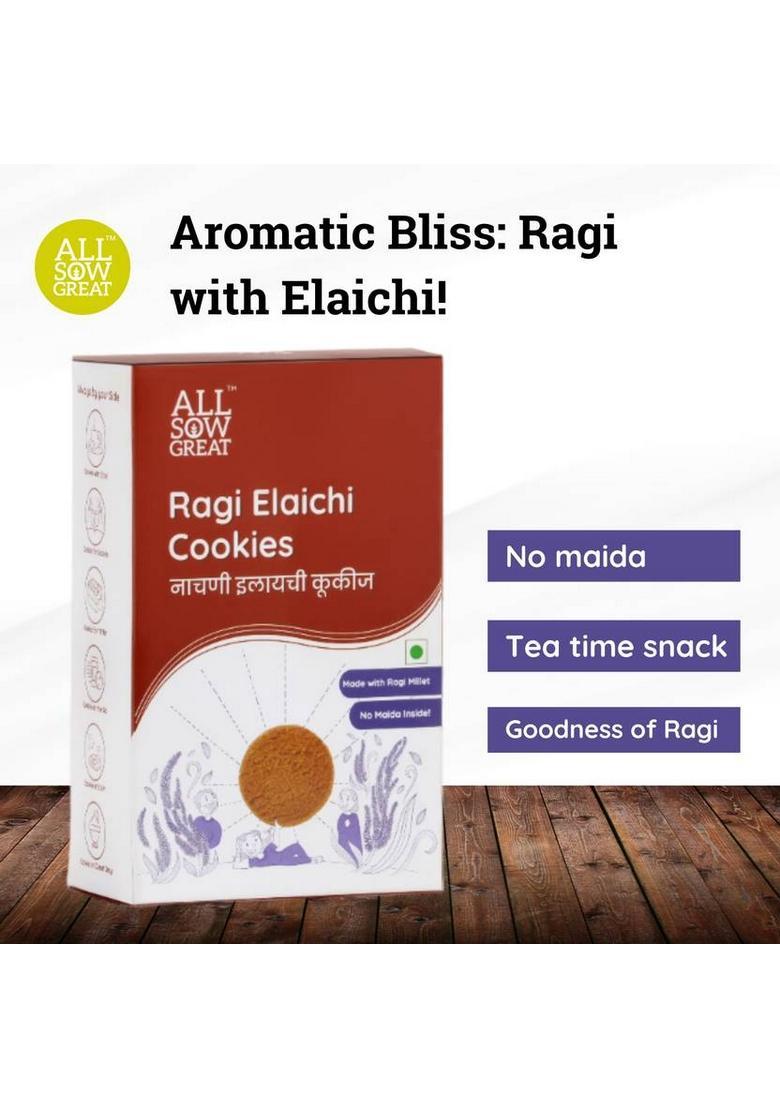 All Sow Great Ragi Elaichi Cookies Made With Millet Flour, Maida Free Biscuits Snacks Biscuit (3 X 200 G)