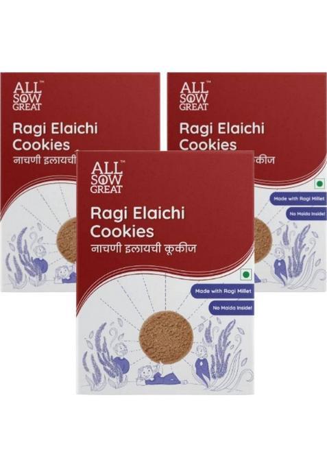 All Sow Great Ragi Elaichi Cookies Made With Millet Flour, Maida Free Biscuits Snacks Biscuit (3 X 200 G)