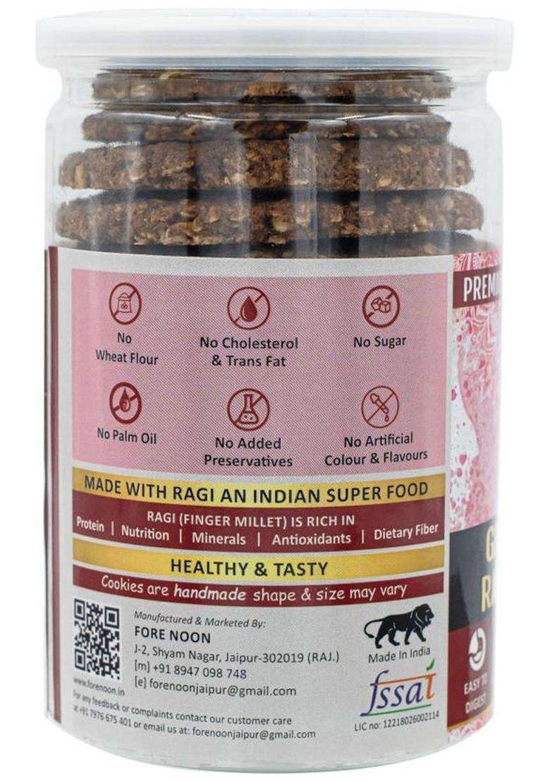 Fore Noon Gluten Free Ragi (Finger Milet) Aka (Nachni) Jaggery Cookies Biscuit (178 G) - Indya
