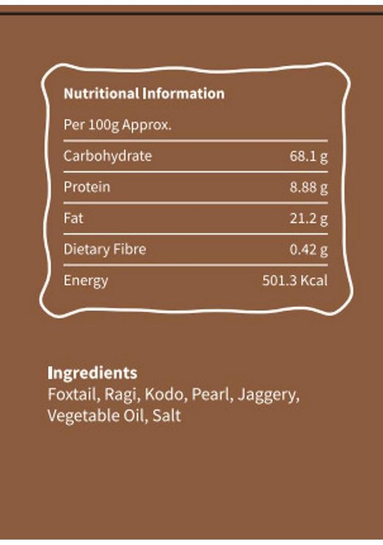 Milletry Millet & Jaggery Cookies | Foxtail, Pearl, Ragi, Kodo High Protein Biscuit (2 X 135 G)