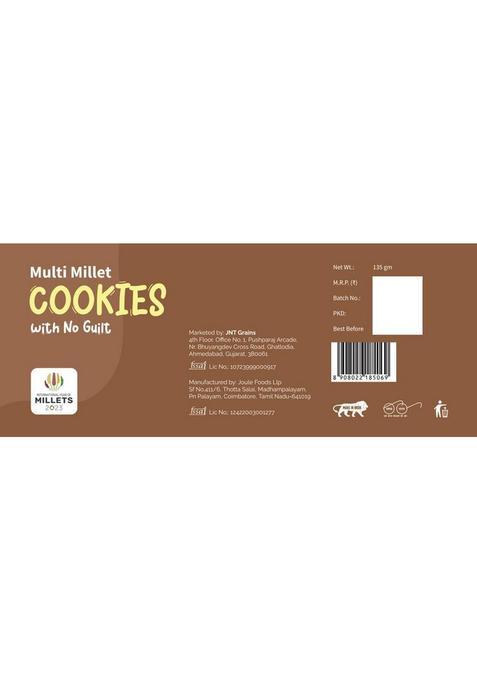 Milletry Millet & Jaggery Cookies | Foxtail, Pearl, Ragi, Kodo High Protein Biscuit (2 X 135 G)